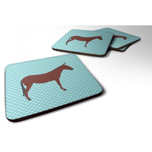 Carolines Treasures Hinny Horse Donkey Blue Check Foam Coaster, Set of 4 BB8024FC